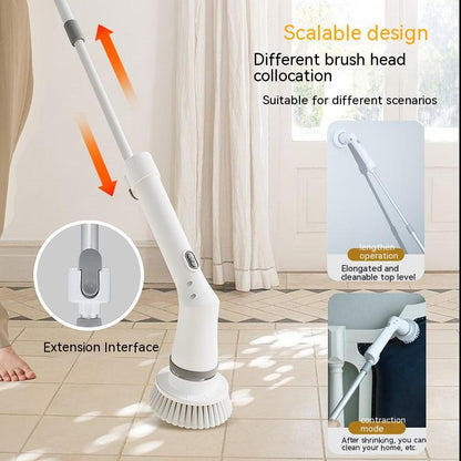 Tikivault Electric Scrubber Wall Long Handle Elbow Telescopic Cleaning Brush