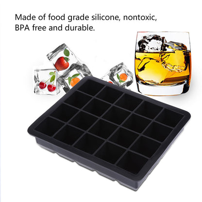 20 Grids Silicone Ice Cube Tray Mold Ice Cube Maker Container (Black)