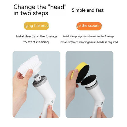 Tikivault Electric Scrubber Wall Long Handle Elbow Telescopic Cleaning Brush