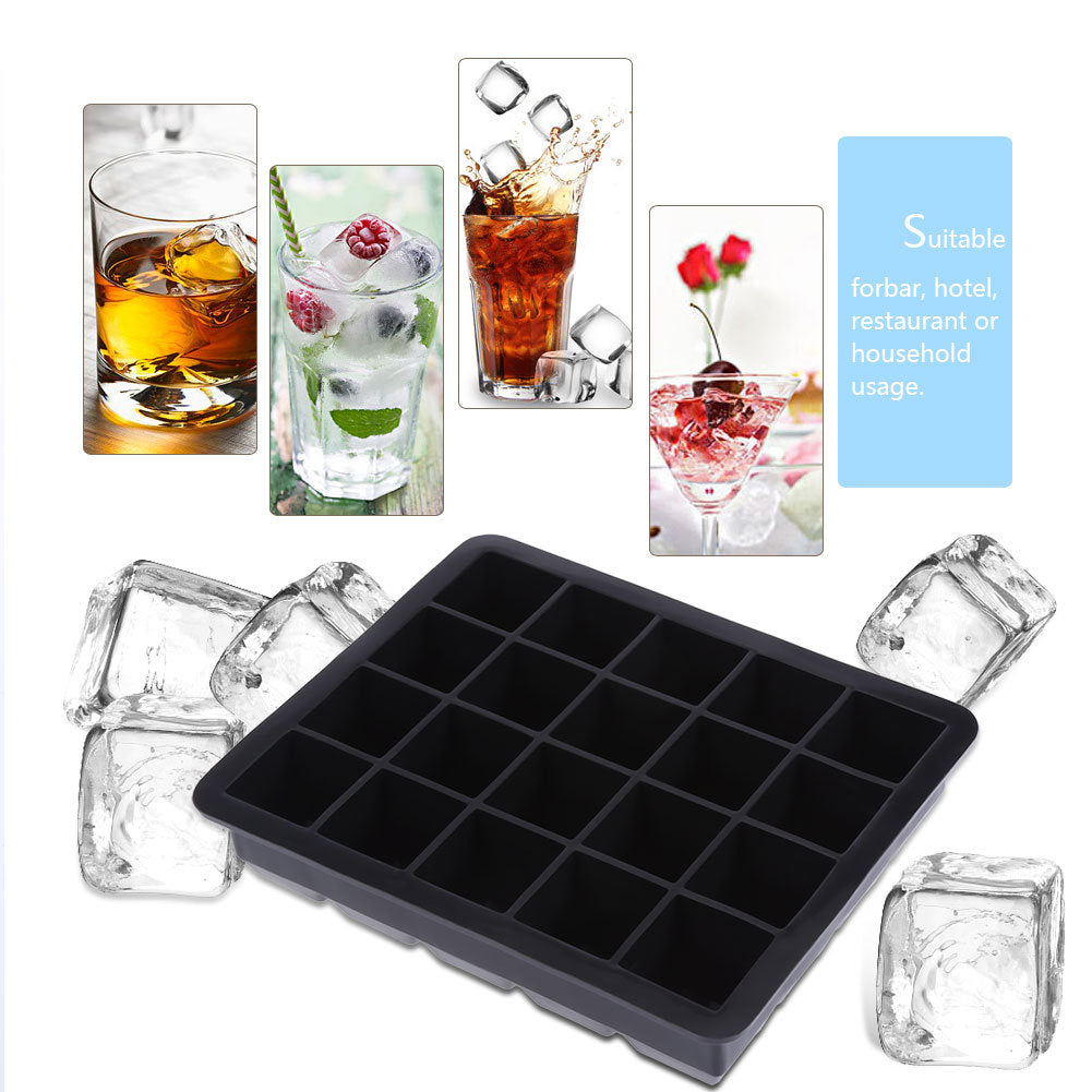 20 Grids Silicone Ice Cube Tray Mold Ice Cube Maker Container (Black)