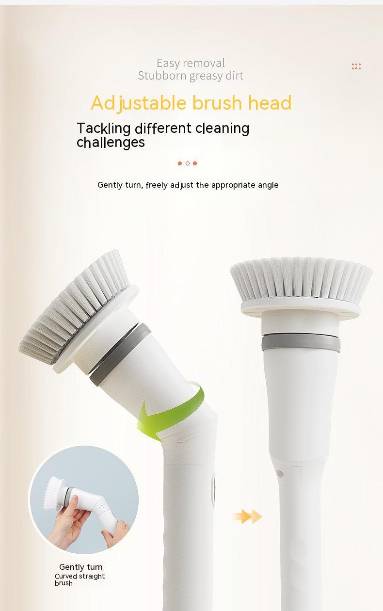 Tikivault Electric Scrubber Wall Long Handle Elbow Telescopic Cleaning Brush